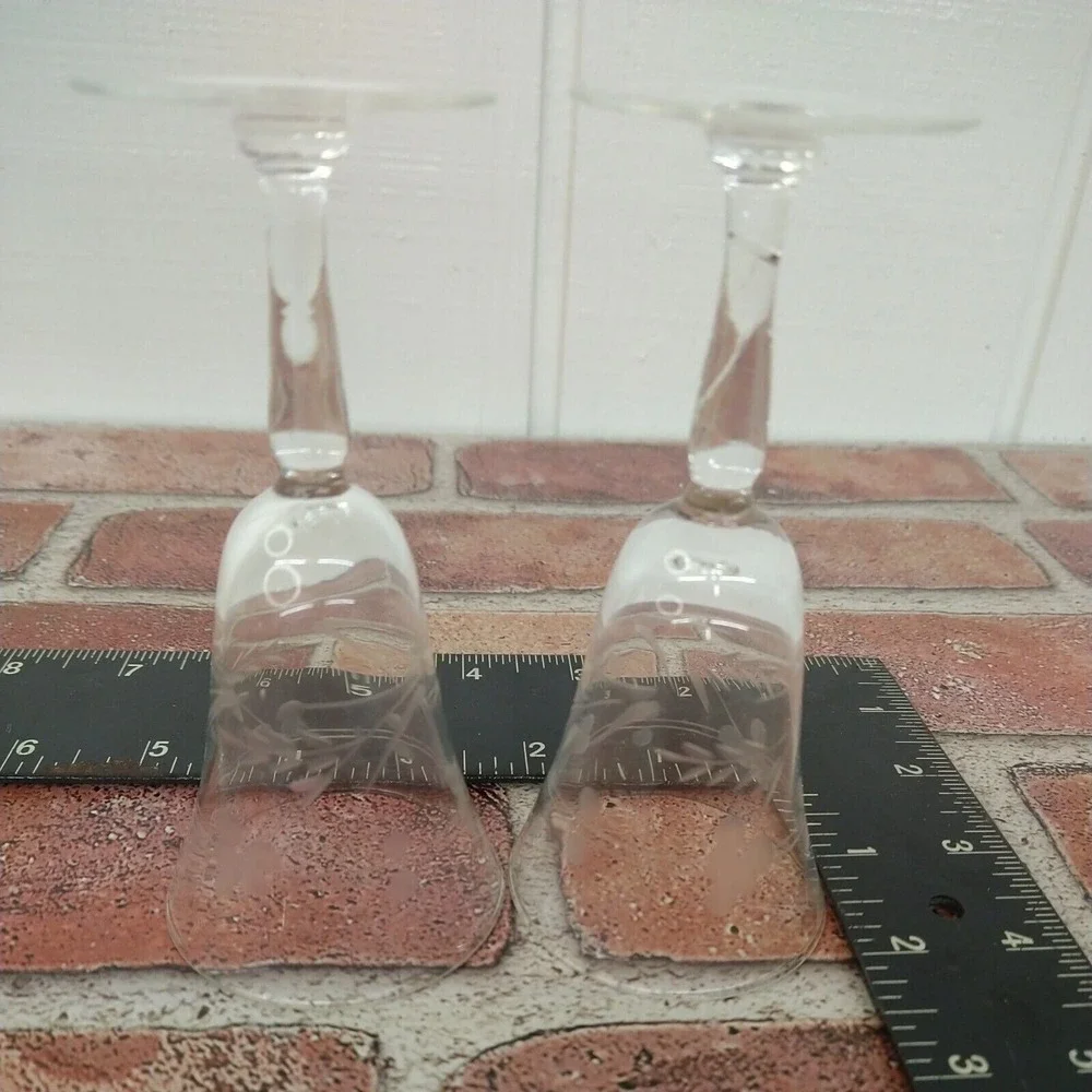 Set of 2 Cordial Etched Glasses with Short Stem Clear Elegant Replacement Pieces